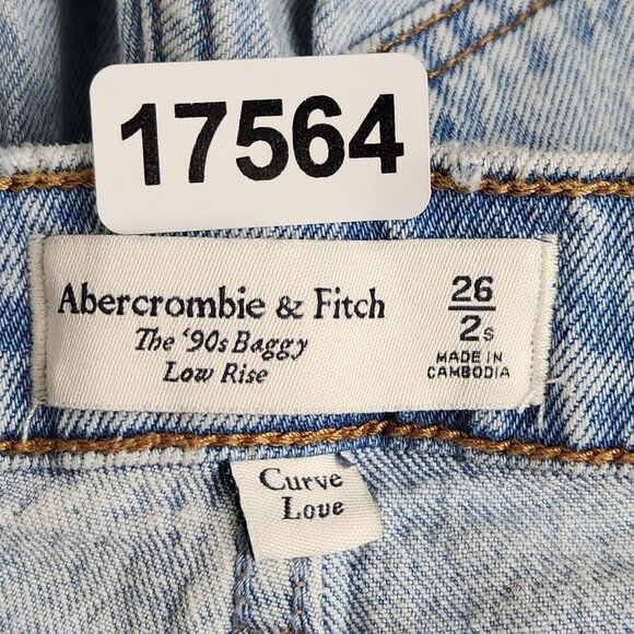 Abercrombie Fitch Jeans Womens 26 2 Short Blue 90s Baggy Curve Love Low Rise - Picture 11 of 13